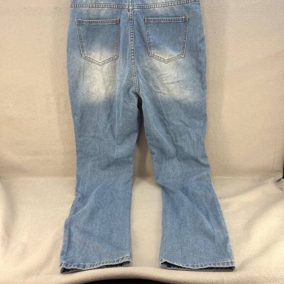 Misslook Bib Overalls Women's Size M Blue Distressed Adjustable Western Normcore - Picture 6 of 16